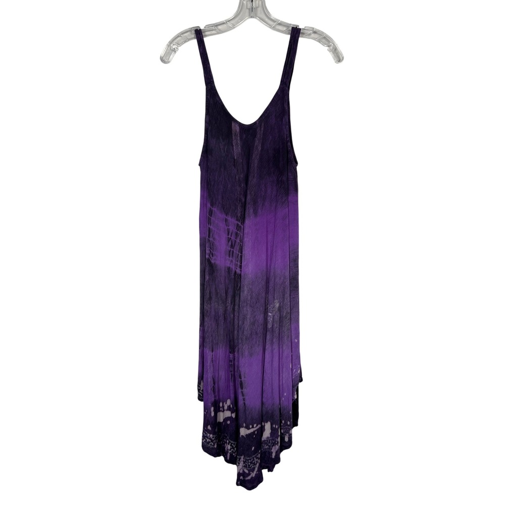 Papa Vancouver Purple Tie Dye Handkerchief Hem Boho Midi Dress Free Size